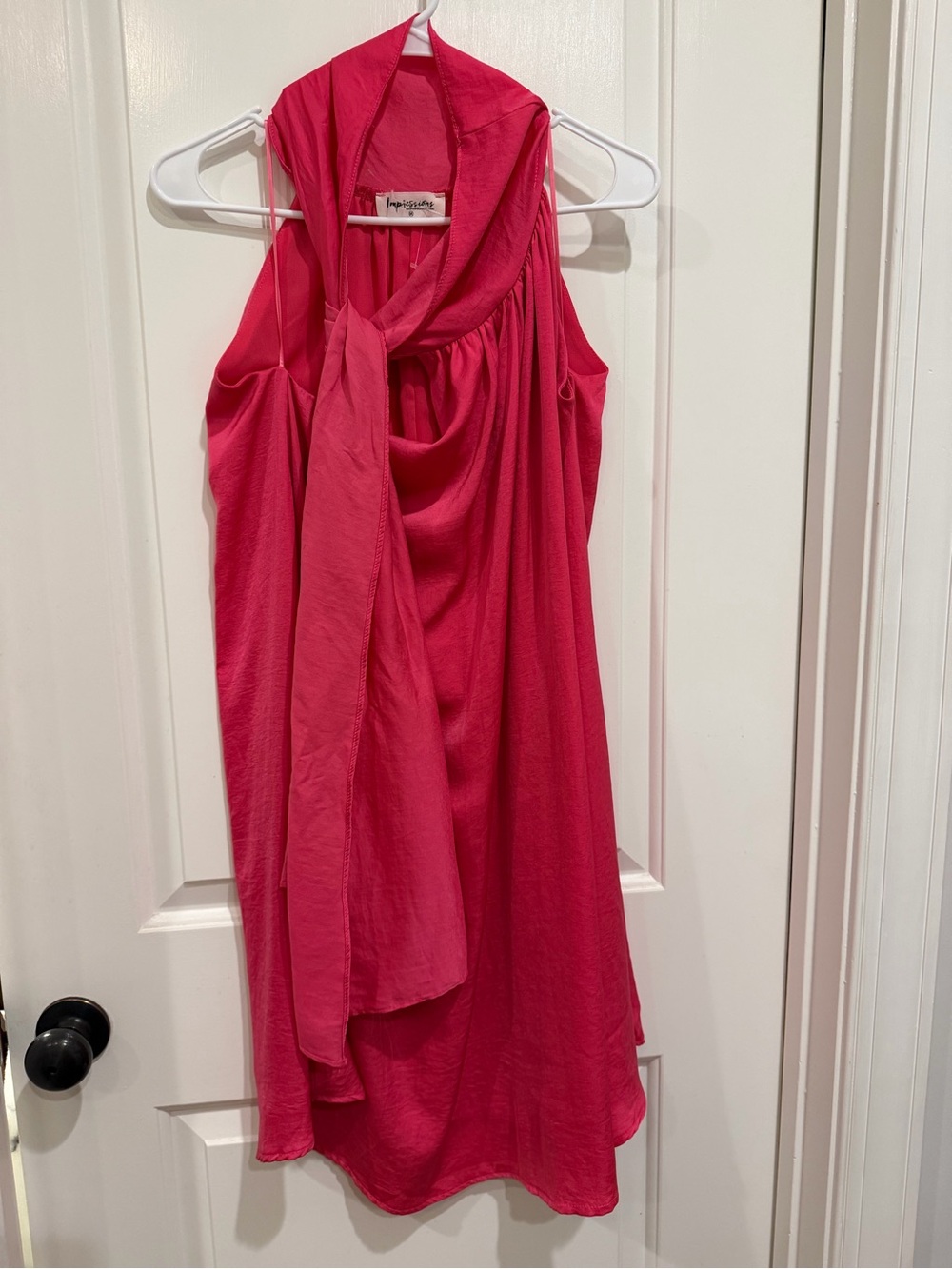 Impressions Hot Pink One-Shoulder Tie Detail Dress